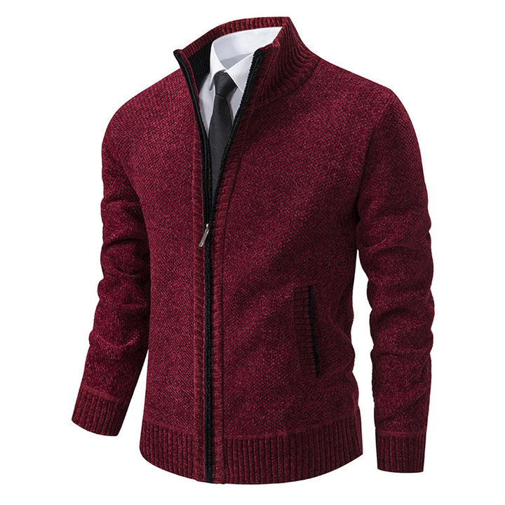 Men's elegant cardigan with modern zipper and high collar Lisslune