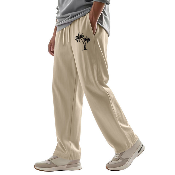 Men's Casual Leisure Pants with Side Logo Print Lisslune