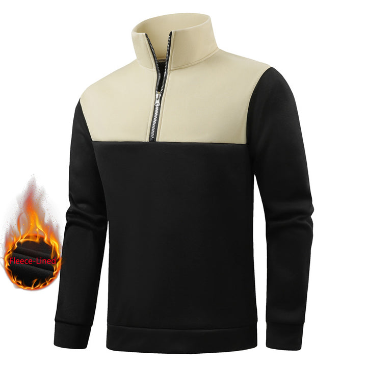 Men's insulated fleece pullover with standing collar and practical zipper Lisslune