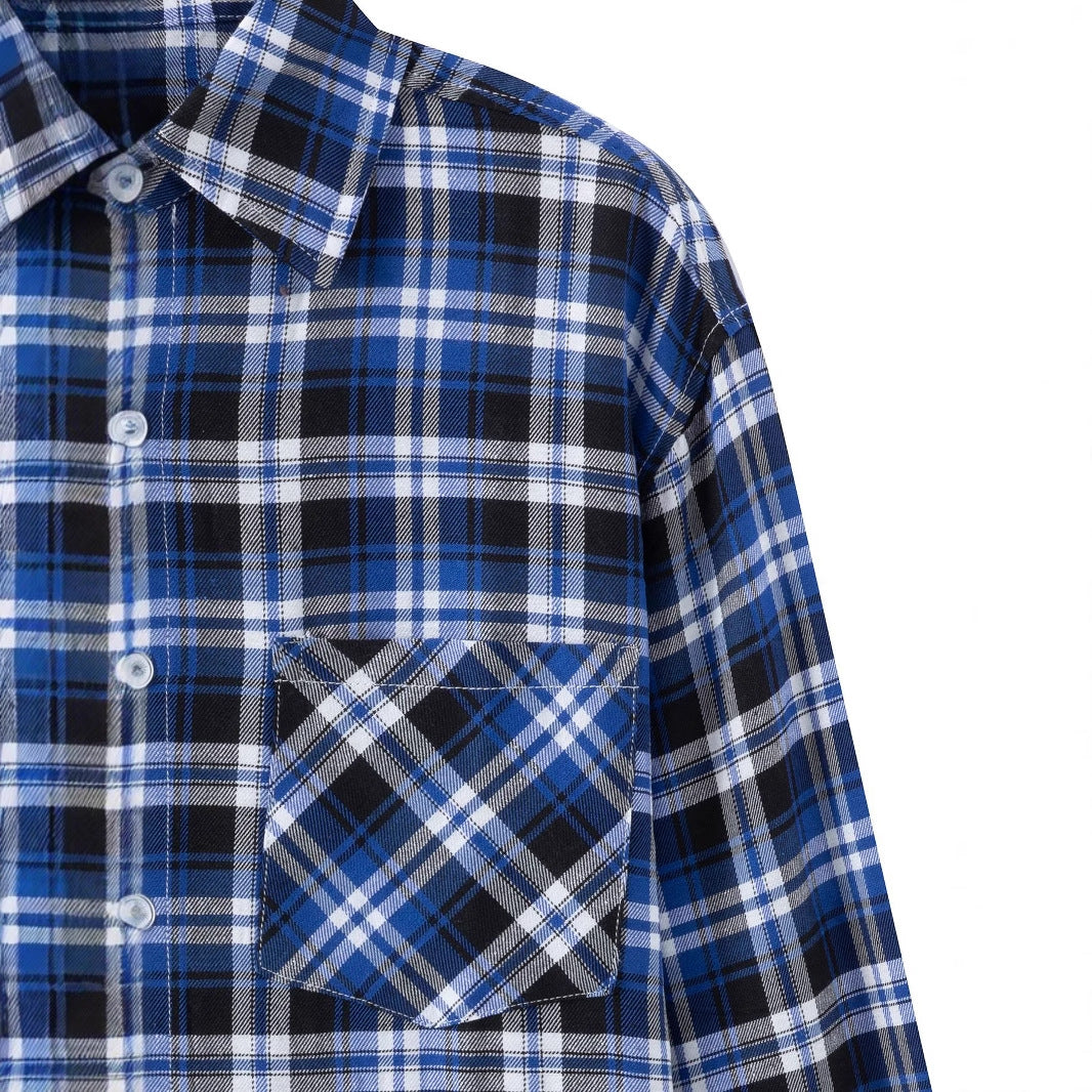 Men's Checkered Long Sleeve Shirt with Chest Pocket Lisslune