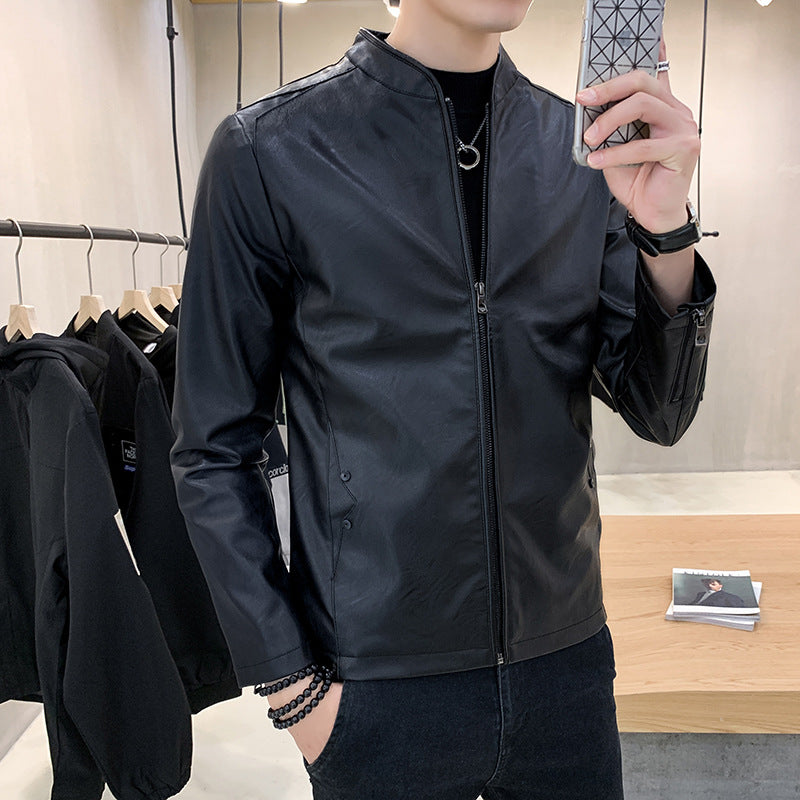 Men's artificial leather jacket with minimalist design and practical pockets Lisslune