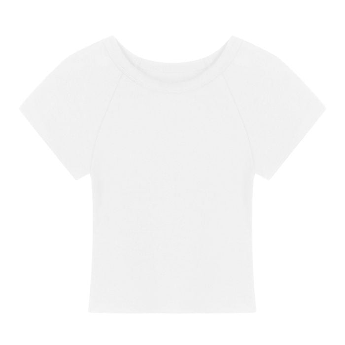 Ladies Cropped T-Shirt with fashionable round neck and casual design
