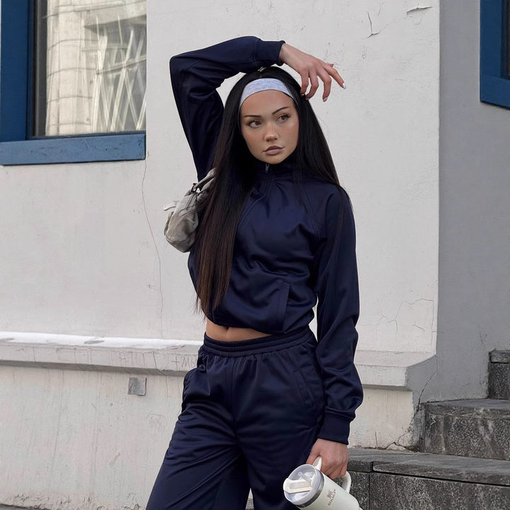 Women's sporty set with high collar and elastic pants Lisslune