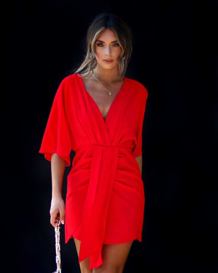 Women's wrap dress with V-neck and voluminous sleeves Lisslune