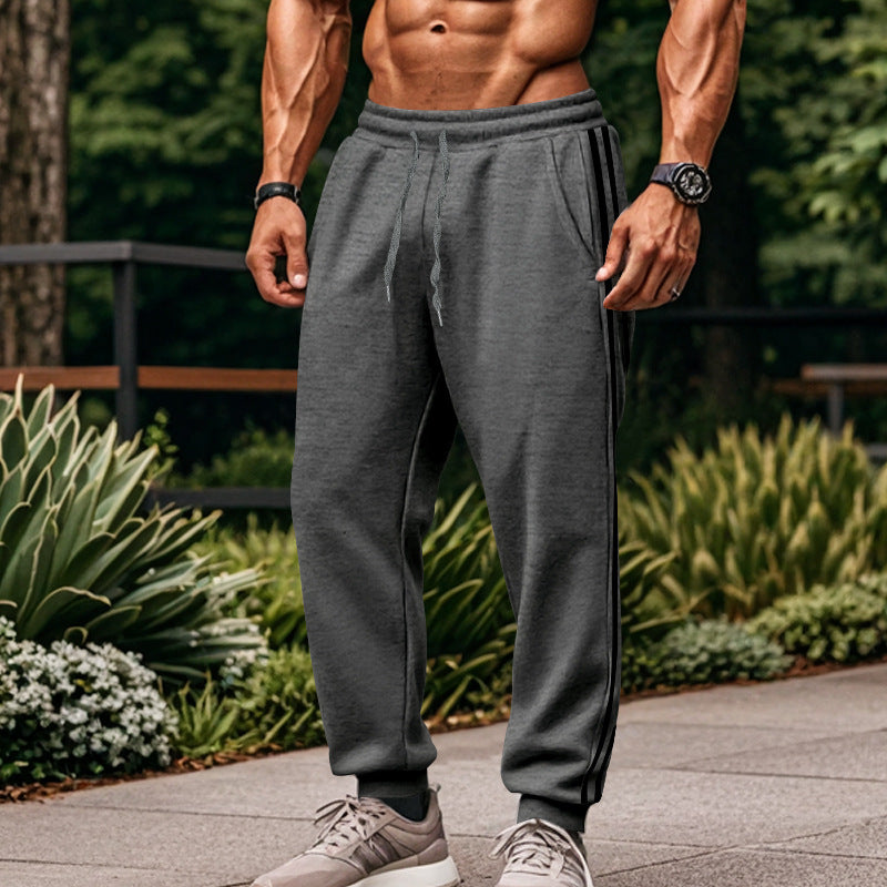 Men's Comfortable Sports Pants with Contrasting Side Inserts and Elastic Waistband Lisslune