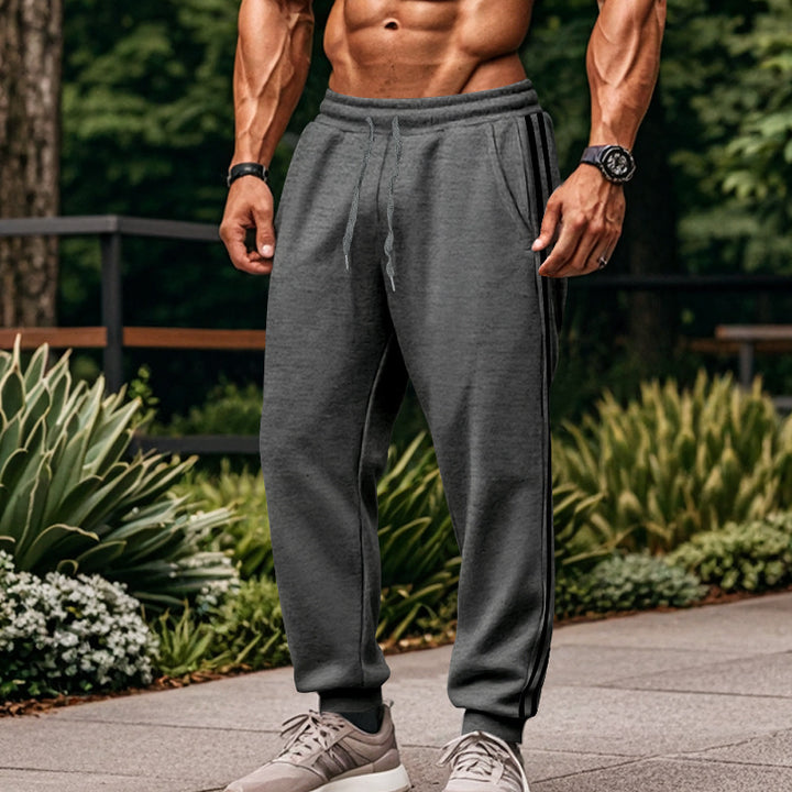 Men's Comfortable Sports Pants with Contrasting Side Inserts and Elastic Waistband Lisslune