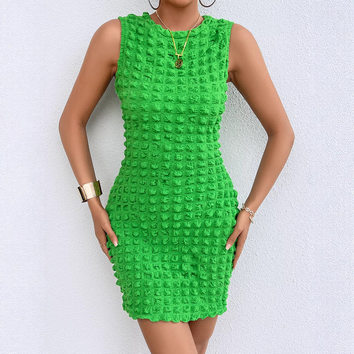 Women's short fitted dress with textured material Lisslune