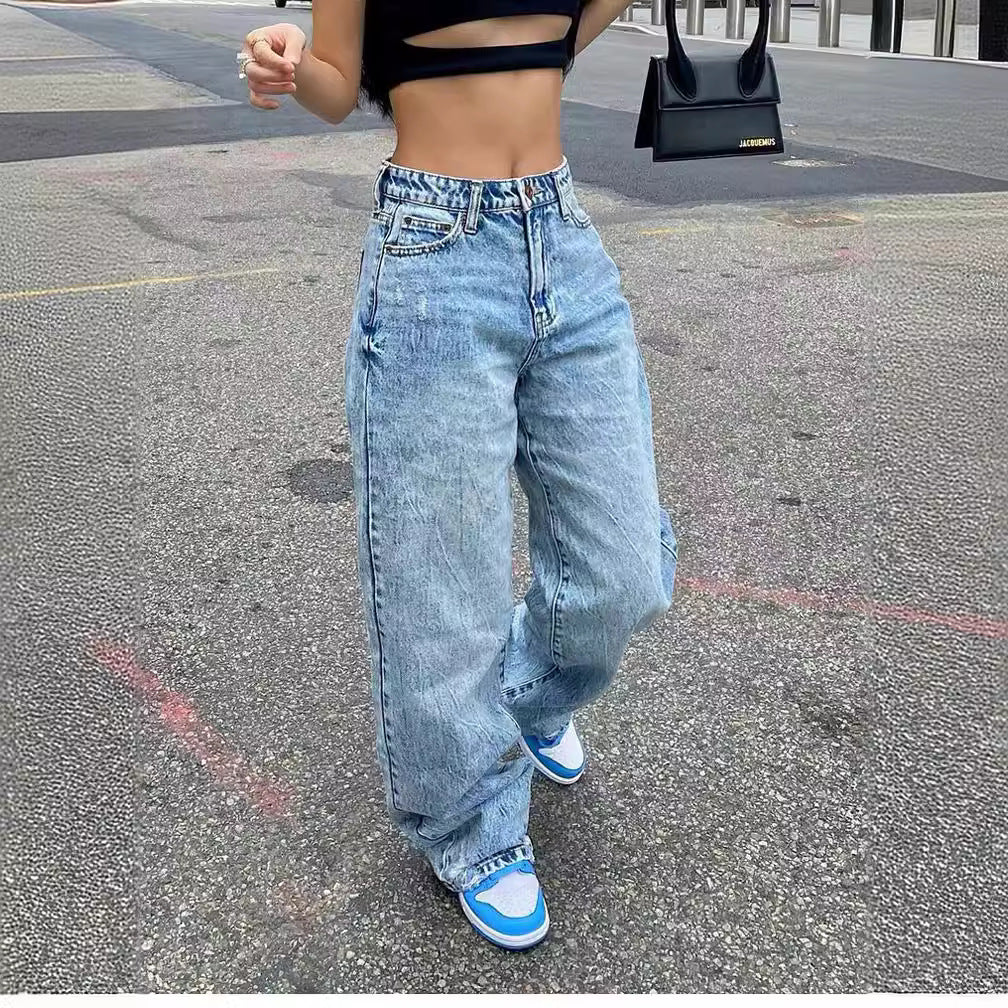 Damen weite Cargo-Jeans mit einzigartigen Taschen und lässigem Schnitt Lisslune