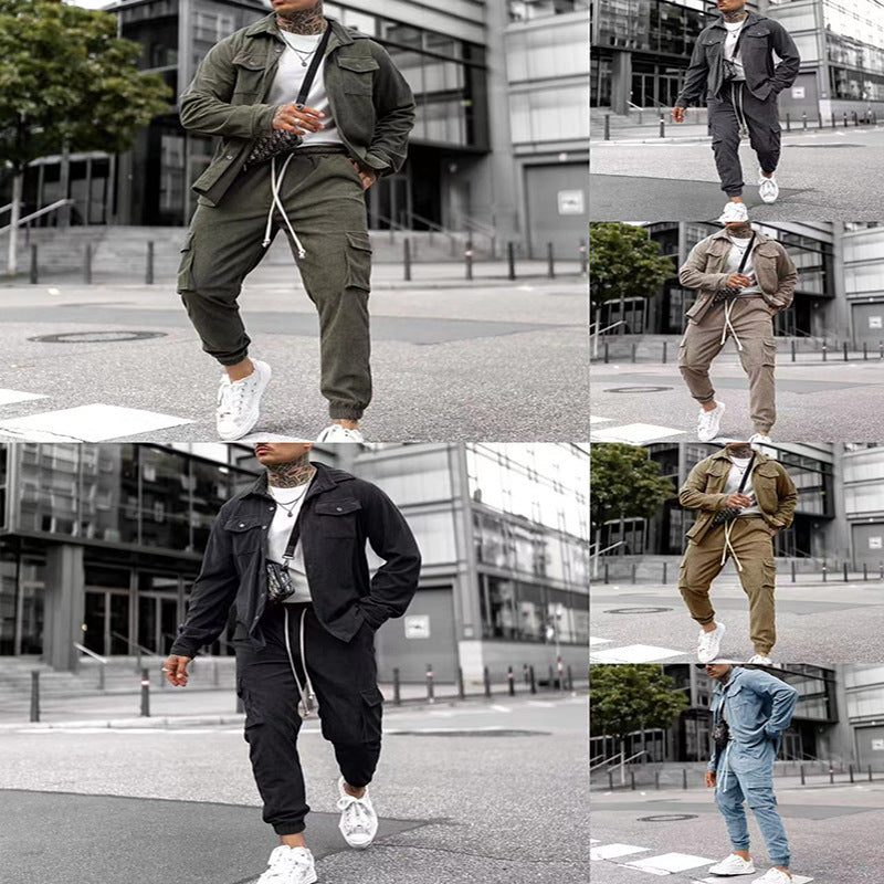 Men's stylish cargo pants with practical cut and casual jacket Lisslune