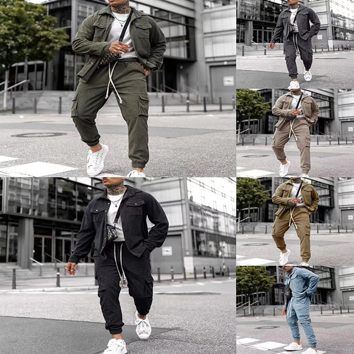 Men's stylish cargo pants with practical cut and casual jacket Lisslune