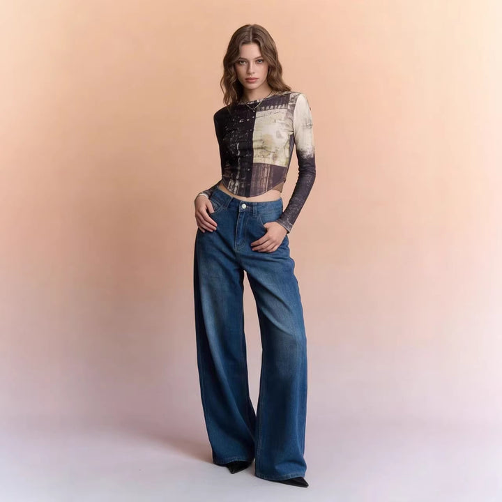 Damen Weit geschnittene High-Waist Jeans mit raffinierter Taillierung Lisslune