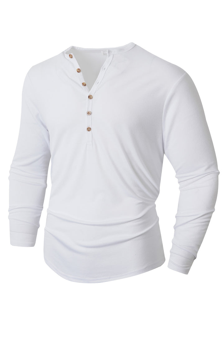Men's Long Sleeve Shirt with Button Placket Lisslune