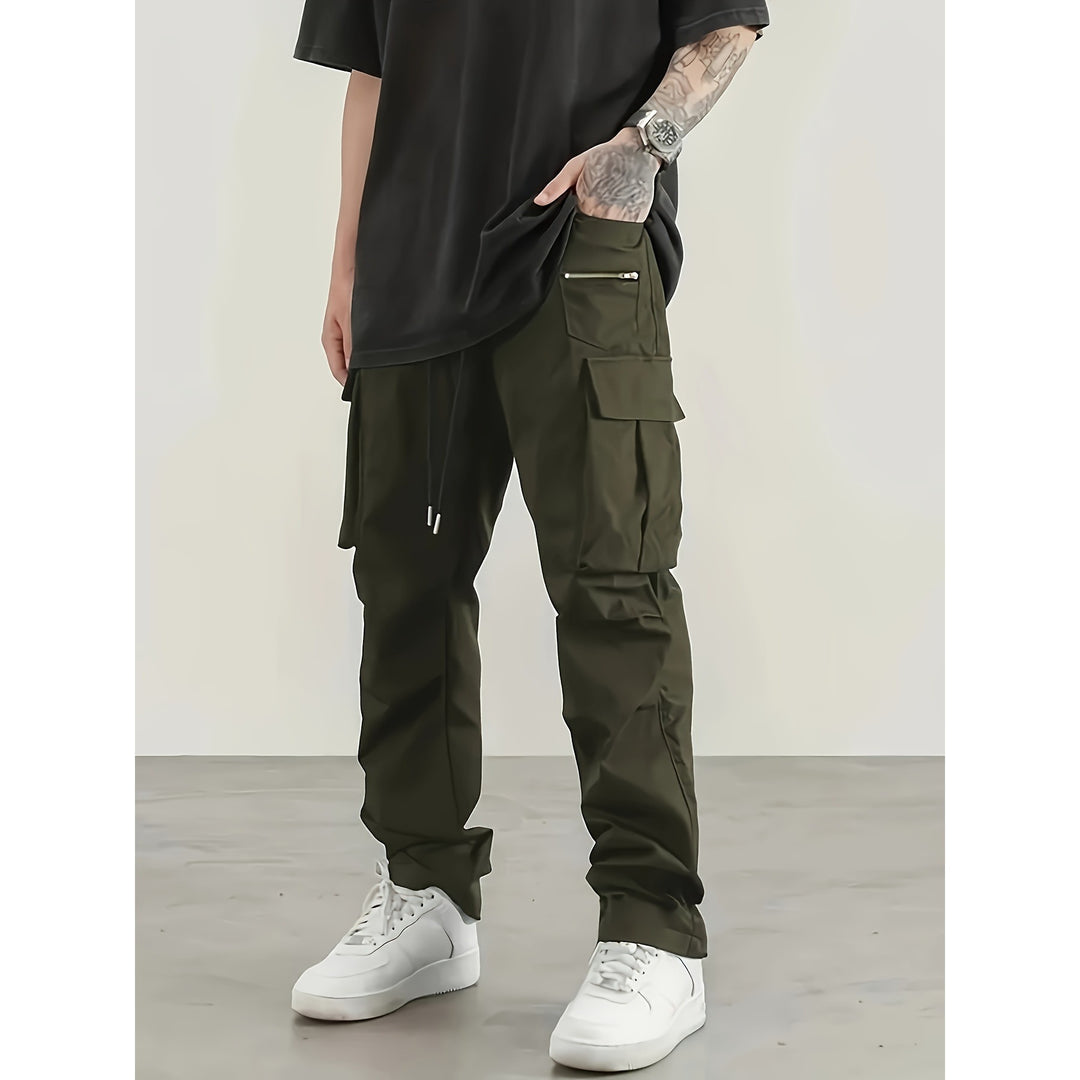 Men's modern cargo pants with multifunctional pockets and elastic waistband Lisslune