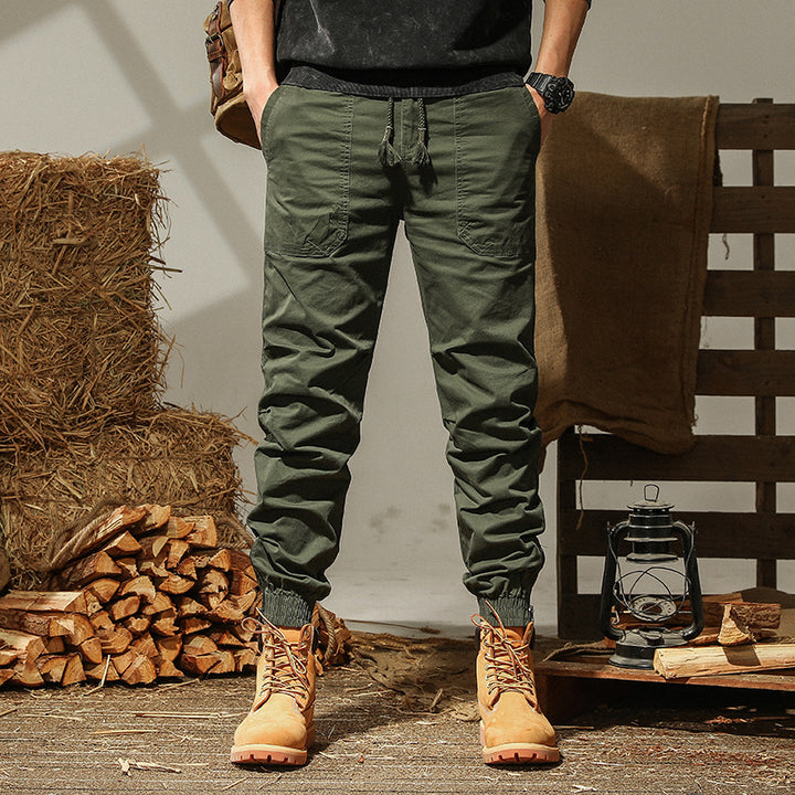 Men's sporty cargo pants with elastic waistband and multiple practical pockets Lisslune
