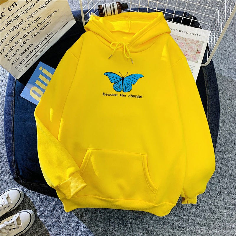 Women's hoodie with short cut and unique butterfly motif Lisslune
