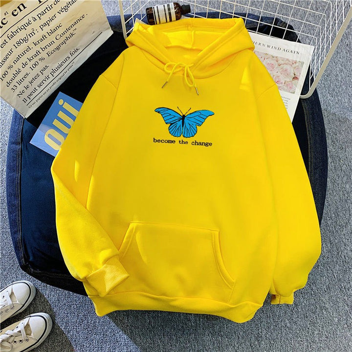 Women's hoodie with short cut and unique butterfly motif Lisslune