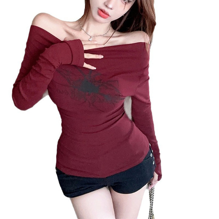 Women's Long Sleeve Shirt with Off-Shoulder Neckline Lisslune