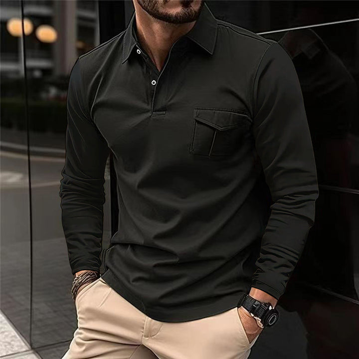 Men's casual long sleeve shirt with practical chest pocket Lisslune