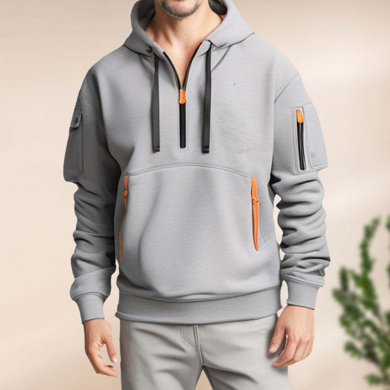 Men's functional hoodie with innovative zipper and practical pockets Lisslune