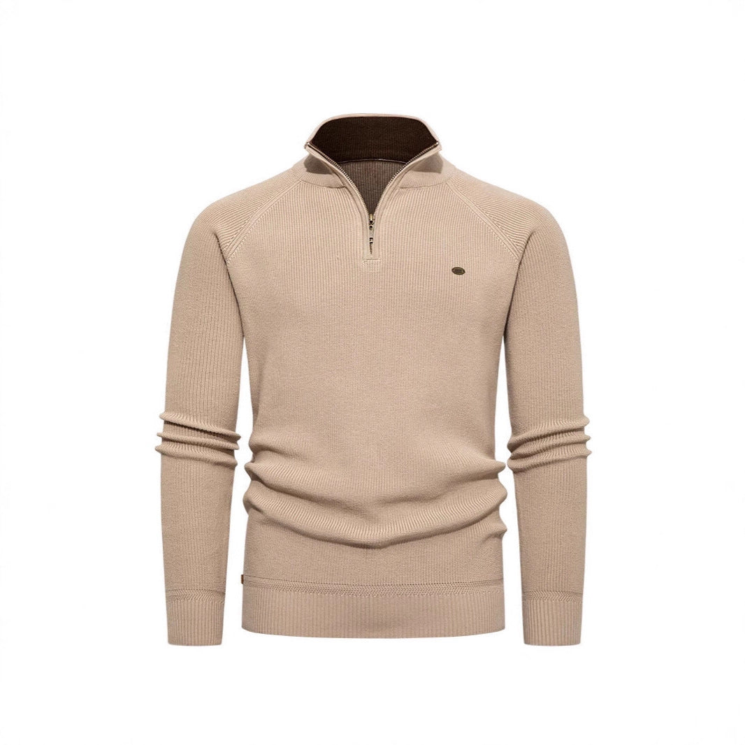 Men's knit sweater with stand-up collar and zipper Lisslune