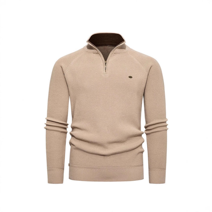 Men's knit sweater with stand-up collar and zipper Lisslune