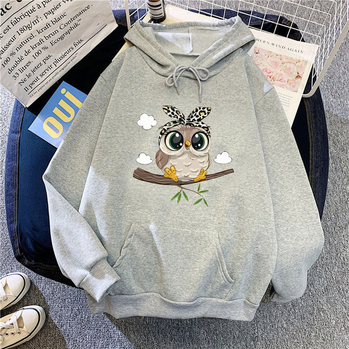 Women's hooded sweatshirt with cute owl motif Lisslune