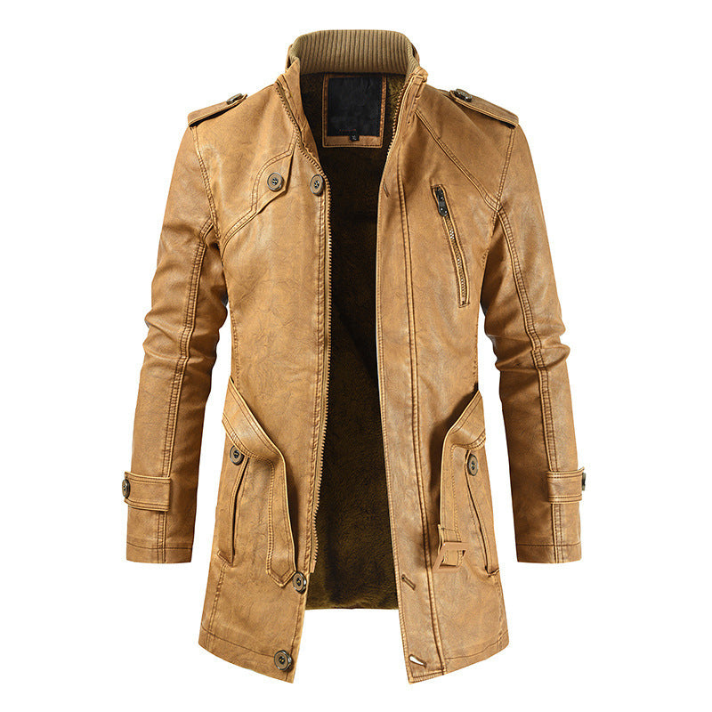 Men's fashionable biker leather jacket with asymmetrical zipper and practical pockets Lisslune