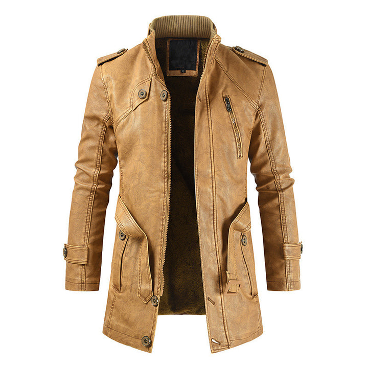 Men's fashionable biker leather jacket with asymmetrical zipper and practical pockets Lisslune