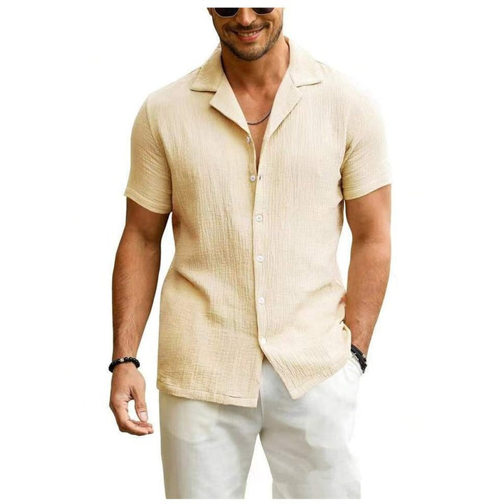 Men's short-sleeve shirt with textured fabric and casual fit Lisslune