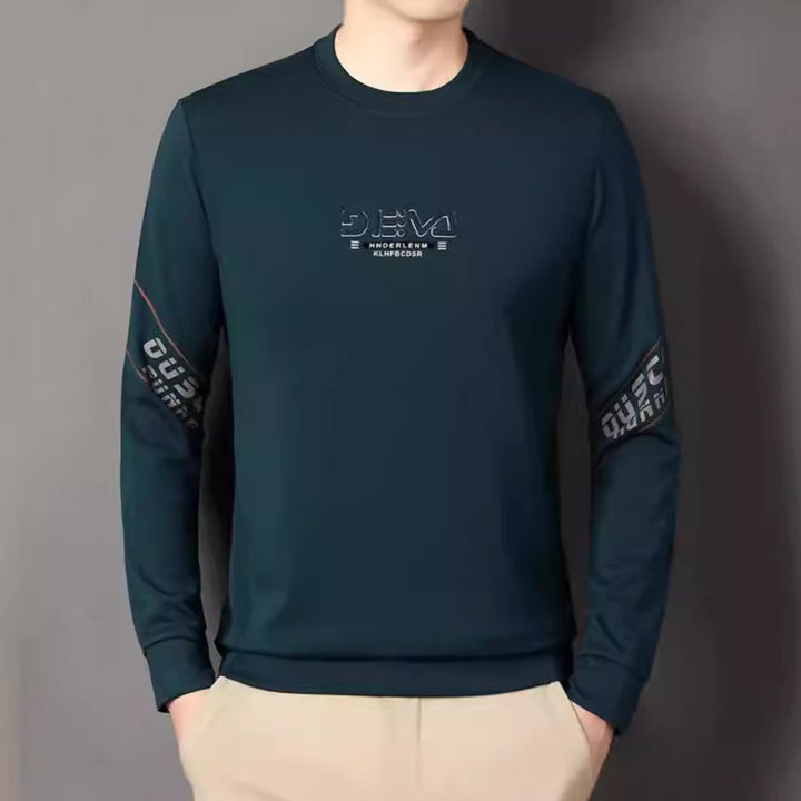 Men's round neck sweater with sporty lettering Lisslune