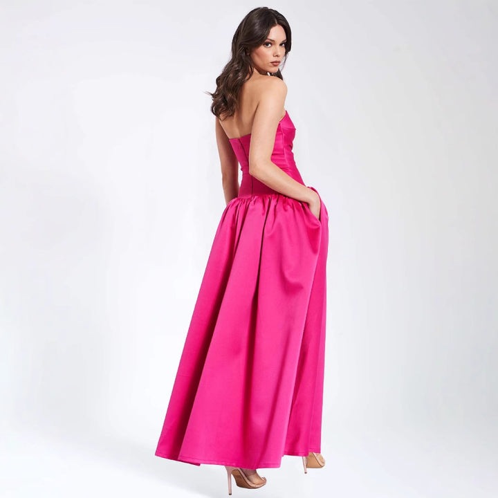 Ladies ball gown with flowing skirt and elegant corset top