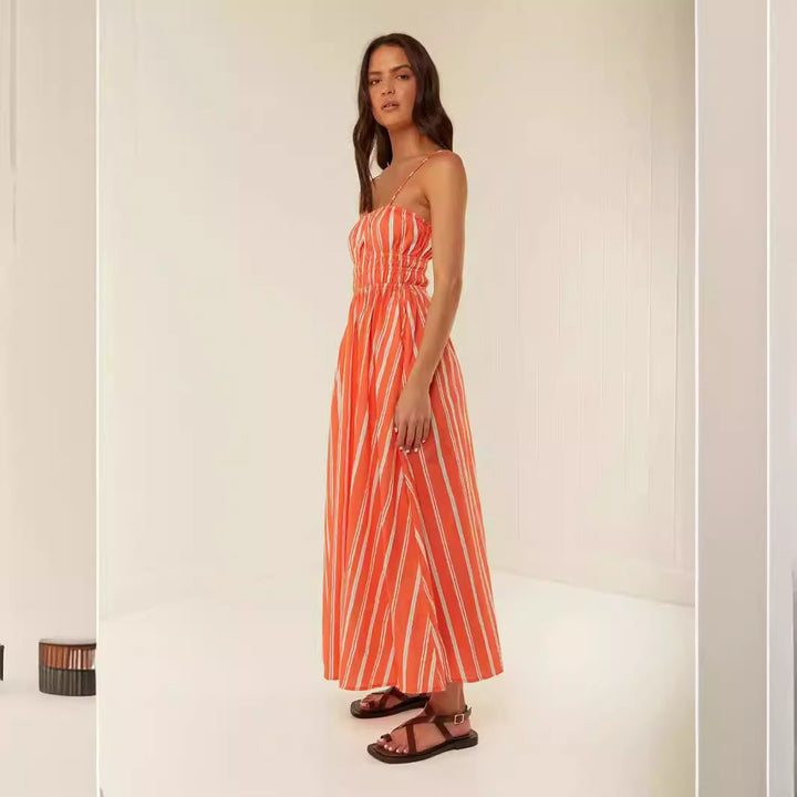 Women's maxi dress with elastic waistband and playful floral pattern Lune London