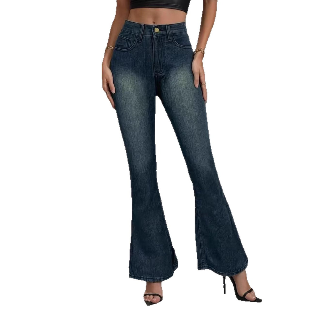 Women Flared Jeans with High Waist and Unique Structure Design Lisslune