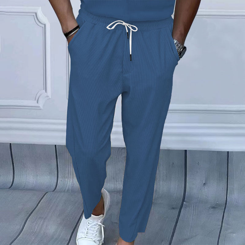 Men's Comfortable Leisure Pants with Elastic Waistband and Modern Stripes Lisslune