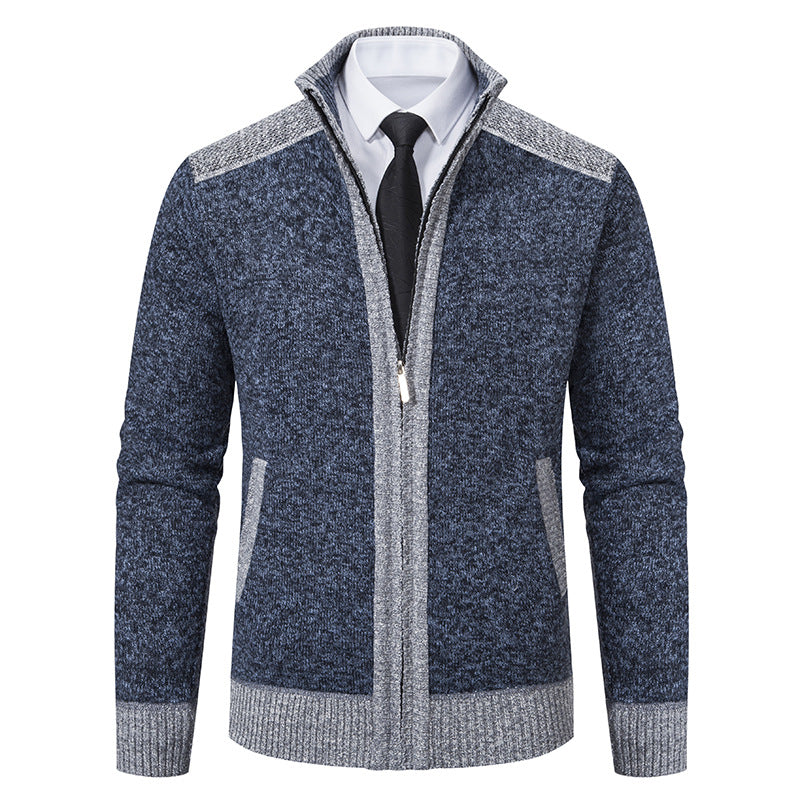 Men's quilted cardigan with high collar and practical pockets Lisslune