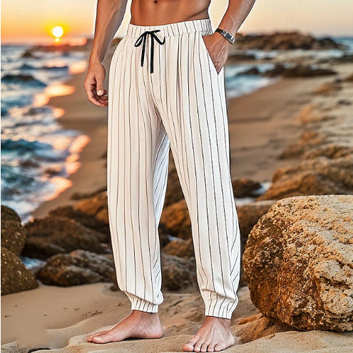 Men's leisure trousers with an elastic waistband and practical drawstring Lisslune