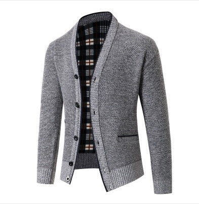 Men's elegant knitted cardigan with check pattern Lisslune