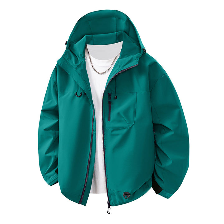 Men's Waterproof Outdoor Jacket with Adjustable Hood and Practical Zip Pockets Lisslune
