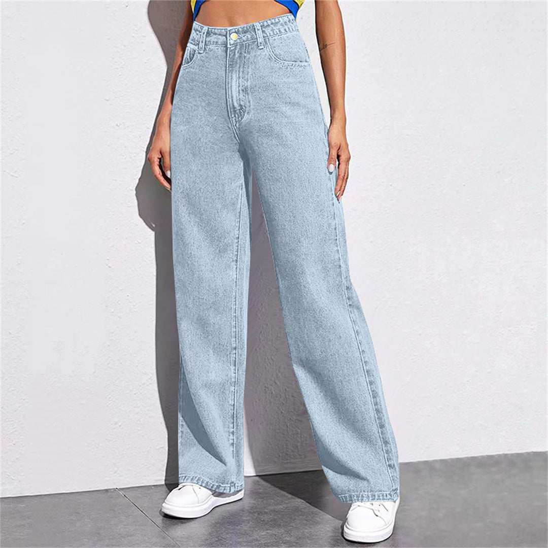 Damen Weite High-Waist Jeans im lässigen Schnitt mit eleganten Details Lisslune