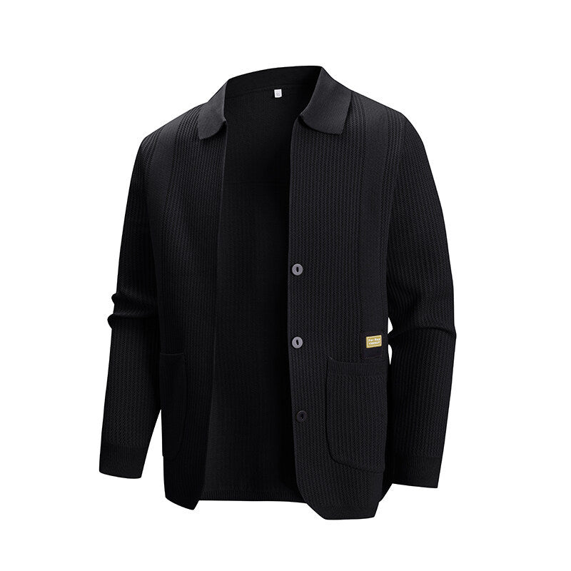 Men's cardigan with modern rib pattern and practical pockets Lisslune