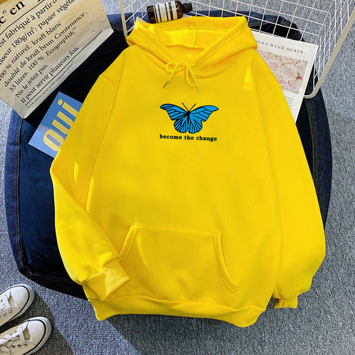Women's hoodie with modern butterfly motif and inspiring inscription Lisslune