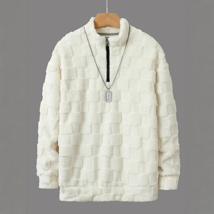 Men's fleece pullover with zipper and textured design Lisslune