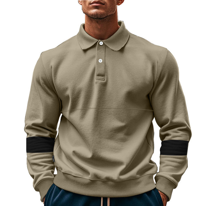 Men's Polo Sweatshirt with modern design and contrasting sleeve accents Lisslune