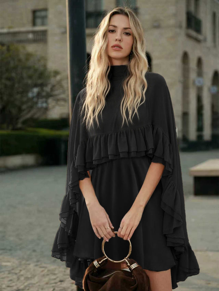 Damen Elegantes Rüschendress mit hochgeschlossenem Ausschnitt und fließendem Schnitt Lisslune