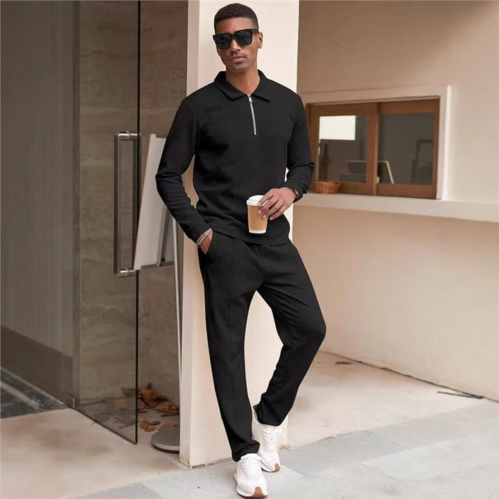 Men's casual leisure sweat set with textured fabric Lisslune
