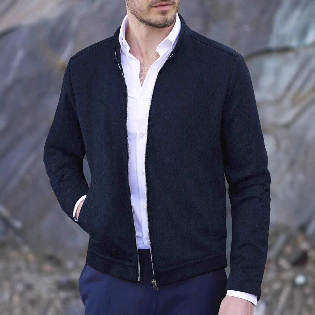 Men's elegant and comfortable softshell jacket with a high collar and full-length zipper Lisslune