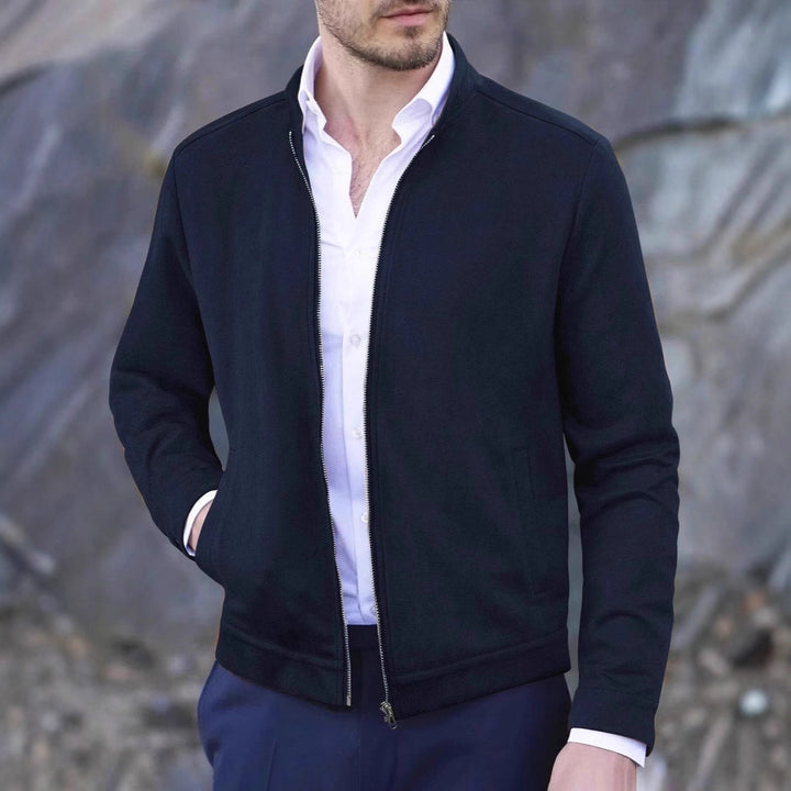 Men's elegant and comfortable softshell jacket with a high collar and full-length zipper Lisslune