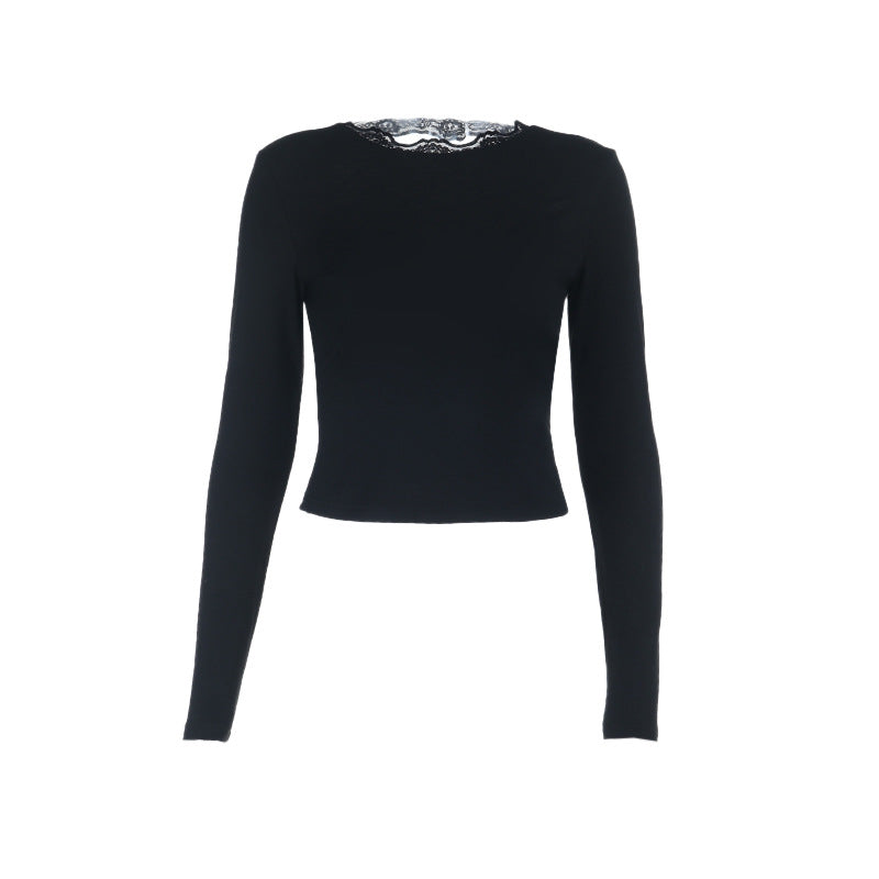 Women's Elegant Long Sleeve Top with Lace Accents Lune London