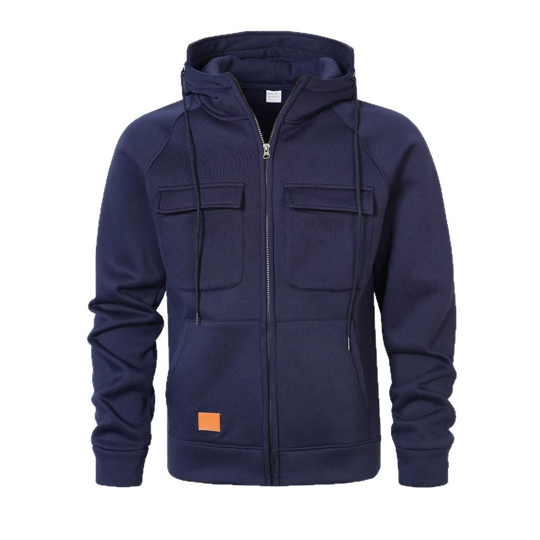 Men's Stylish Hooded Jacket with Practical Pockets and Zipper Lisslune