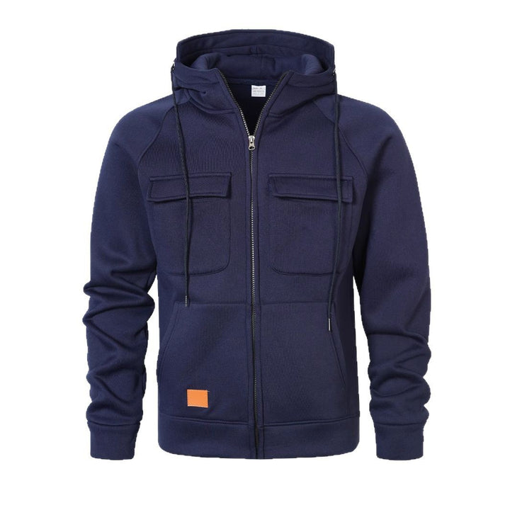 Men's Stylish Hooded Jacket with Practical Pockets and Zipper Lisslune